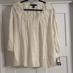 Bandolino Cream Lace Detail Blouse